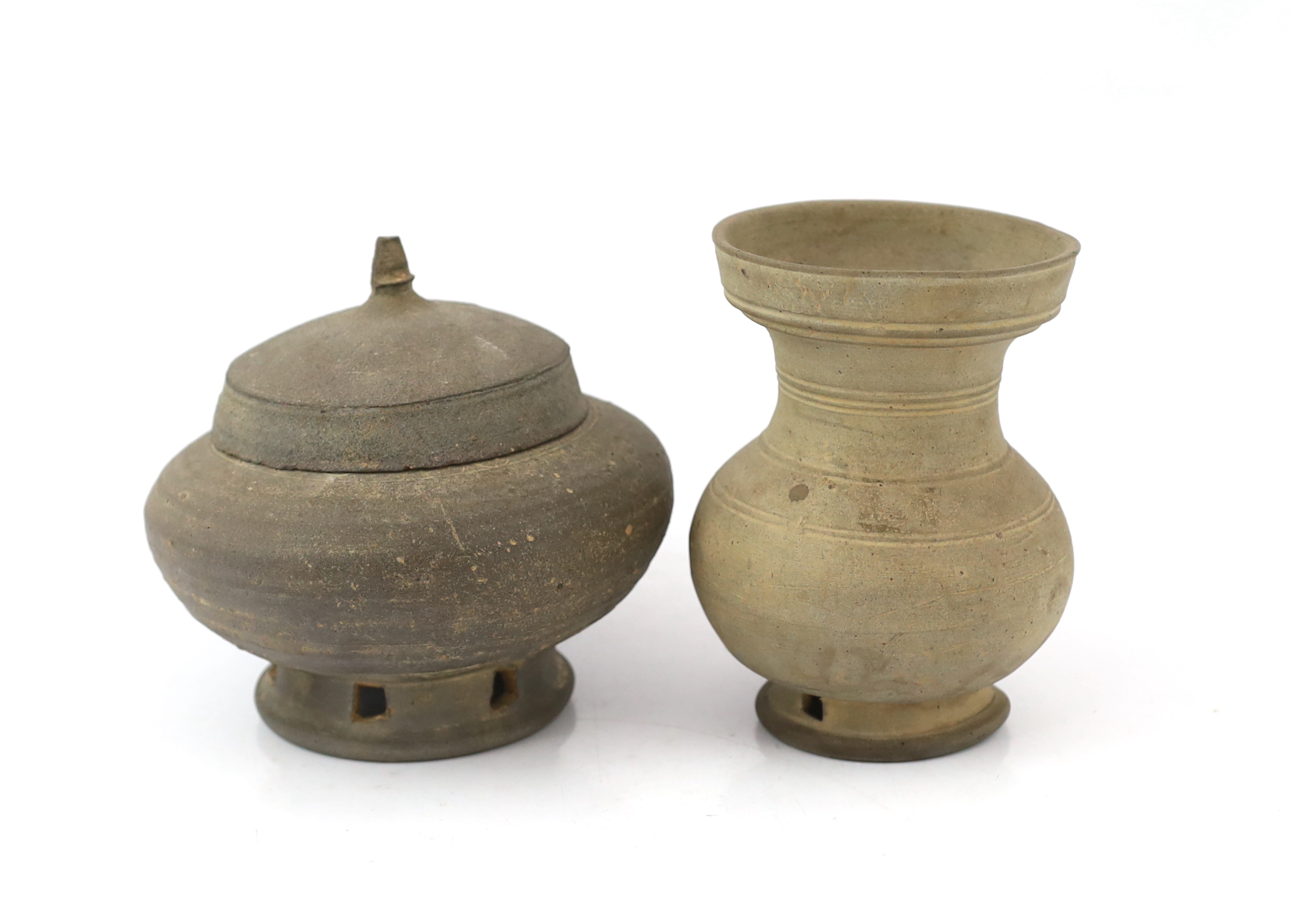 Two Chinese stoneware vessels, Han dynasty (202BC - 220 AD)